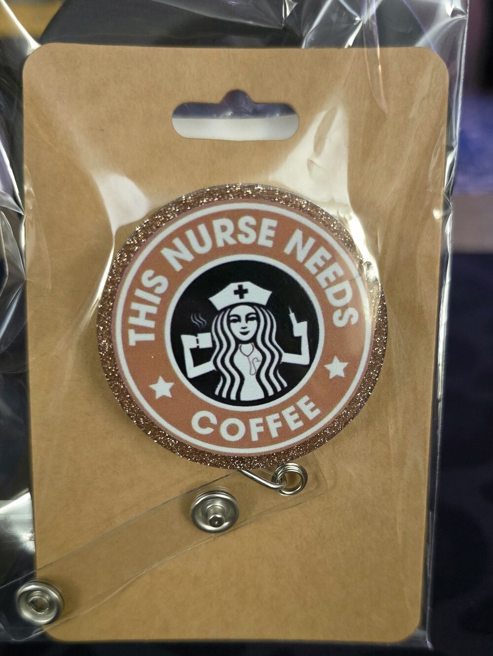 This Nurse Needs Coffee Novelty Retractable Badge Reel ID Holder
